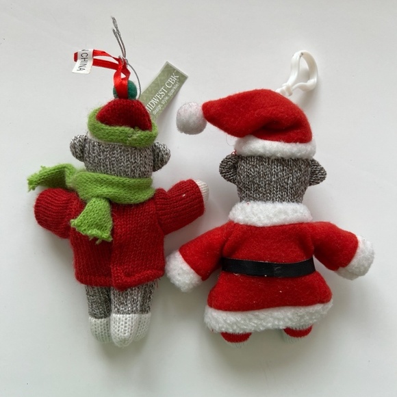 Midwest Sock Monkey w/ Santa Hat 2011, Sock Monkey in Santa Outfit  Ornaments 6" - Picture 3 of 8